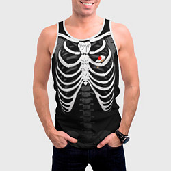 Майка-безрукавка мужская Скелет: ребра с кусочком торта с вишней, цвет: 3D-белый — фото 2