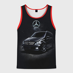 Майка-безрукавка мужская Mercedes black, цвет: 3D-красный