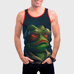 Майка-безрукавка мужская Pepe frog, цвет: 3D-красный — фото 2