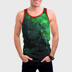 Майка-безрукавка мужская Зеленая объемная текстура, цвет: 3D-красный — фото 2