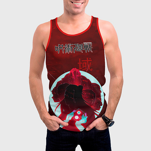 Мужская майка без рукавов Jujutsu kaisen Suguru Getou / 3D-Красный – фото 3