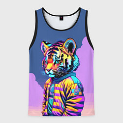 Майка-безрукавка мужская Cool tiger cub - pop art, цвет: 3D-черный
