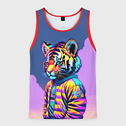 Майка-безрукавка мужская Cool tiger cub - pop art, цвет: 3D-красный