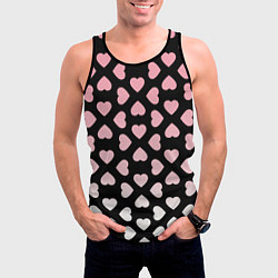 Майка-безрукавка мужская Розовые сердечки на чёрном, цвет: 3D-черный — фото 2