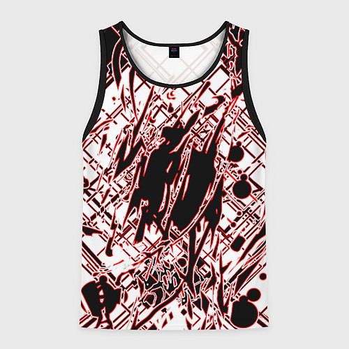Мужская майка без рукавов Кибернетическая клякса Красная / 3D-Черный – фото 1