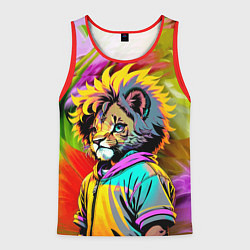 Мужская майка без рукавов Funny lion cub - pop art