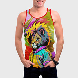 Майка-безрукавка мужская Funny lion cub - pop art, цвет: 3D-красный — фото 2