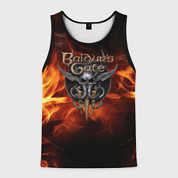 Майка-безрукавка мужская Baldurs Gate 3 fire logo, цвет: 3D-черный