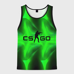Майка-безрукавка мужская CSGO green logo, цвет: 3D-черный