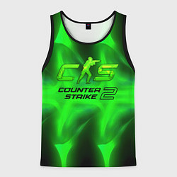 Майка-безрукавка мужская Counter strike 2 green logo, цвет: 3D-черный