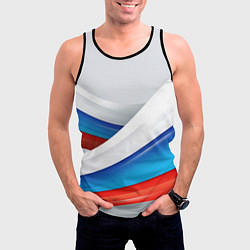 Майка-безрукавка мужская Российские флаги, цвет: 3D-черный — фото 2