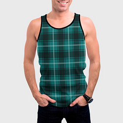 Майка-безрукавка мужская Шотландка зелёный, цвет: 3D-черный — фото 2
