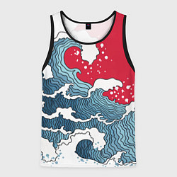 Майка-безрукавка мужская Страна восходящего солнца - большая волна, цвет: 3D-черный