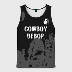 Мужская майка без рукавов Cowboy Bebop glitch на темном фоне: символ сверху