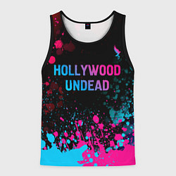 Майка-безрукавка мужская Hollywood Undead - neon gradient: символ сверху, цвет: 3D-черный