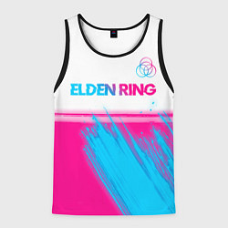 Майка-безрукавка мужская Elden Ring neon gradient style: символ сверху, цвет: 3D-черный