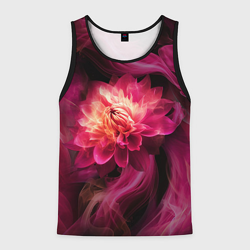 Мужская майка без рукавов Розовый цветок в огне - нейросеть / 3D-Черный – фото 1