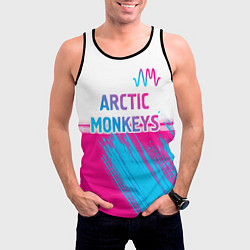 Майка-безрукавка мужская Arctic Monkeys neon gradient style: символ сверху, цвет: 3D-черный — фото 2