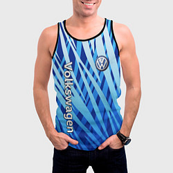 Майка-безрукавка мужская Volkswagen - синий камуфляж, цвет: 3D-черный — фото 2