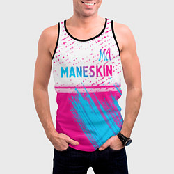 Майка-безрукавка мужская Maneskin neon gradient style: символ сверху, цвет: 3D-черный — фото 2
