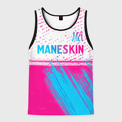 Майка-безрукавка мужская Maneskin neon gradient style: символ сверху, цвет: 3D-черный
