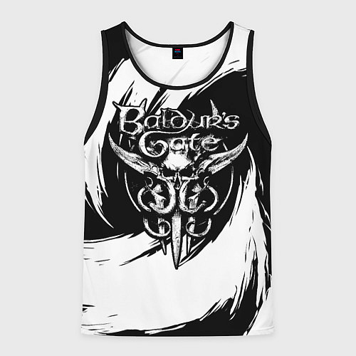 Мужская майка без рукавов Baldurs gate 3 - белые завихрения / 3D-Черный – фото 1