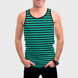 Майка-безрукавка мужская Зелёный в чёрную полоску, цвет: 3D-черный — фото 2