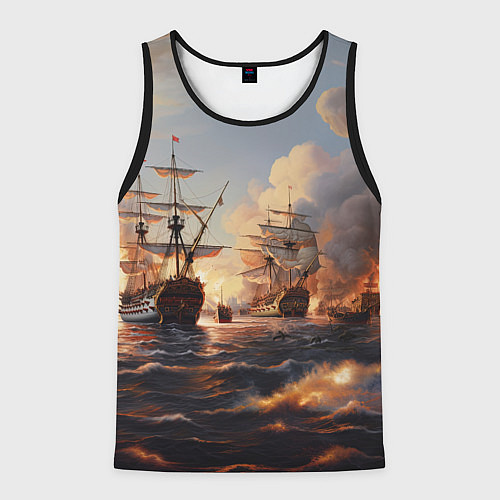 Мужская майка без рукавов Морское сражение / 3D-Черный – фото 1