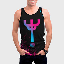 Майка-безрукавка мужская Judas Priest - neon gradient, цвет: 3D-черный — фото 2