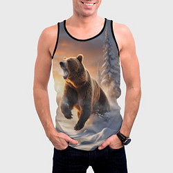 Майка-безрукавка мужская Бурый медведь в лесу, цвет: 3D-черный — фото 2