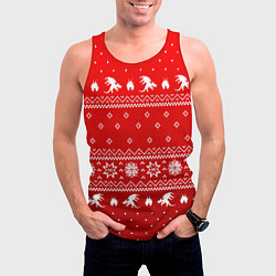 Майка-безрукавка мужская Свитер с драконами - паттерн, цвет: 3D-красный — фото 2