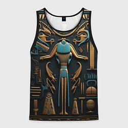 Майка-безрукавка мужская Орнамент в стиле египетской иероглифики, цвет: 3D-черный