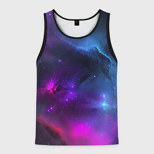 Мужская майка без рукавов Бескрайний космос фиолетовый / 3D-Черный – фото 1