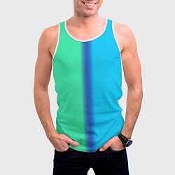 Майка-безрукавка мужская Сине зелёный светлый градиент, цвет: 3D-белый — фото 2
