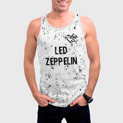 Майка-безрукавка мужская Led Zeppelin glitch на светлом фоне посередине, цвет: 3D-белый — фото 2