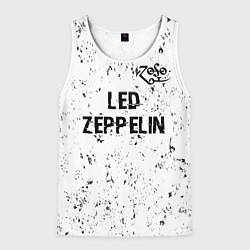Майка-безрукавка мужская Led Zeppelin glitch на светлом фоне посередине, цвет: 3D-белый