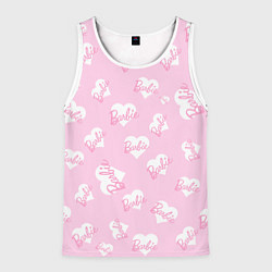 Мужская майка без рукавов Барби: белые сердца на розовом паттерн
