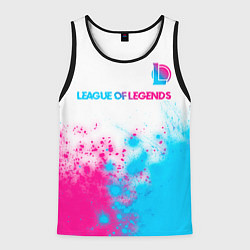 Майка-безрукавка мужская League of Legends neon gradient style посередине, цвет: 3D-черный