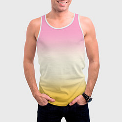 Майка-безрукавка мужская Розовый бежевый желтый градиент, цвет: 3D-белый — фото 2