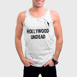 Майка-безрукавка мужская Hollywood Undead glitch на светлом фоне посередине, цвет: 3D-белый — фото 2
