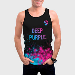 Майка-безрукавка мужская Deep Purple - neon gradient посередине, цвет: 3D-черный — фото 2