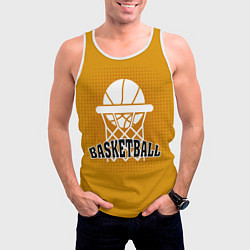 Майка-безрукавка мужская Basketball - кольцо и мяч, цвет: 3D-белый — фото 2