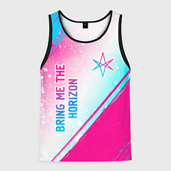 Майка-безрукавка мужская Bring Me the Horizon neon gradient style вертикаль, цвет: 3D-черный