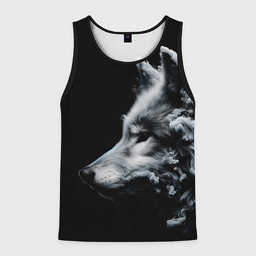 Мужская майка без рукавов Дымный волк / 3D-Черный – фото 1