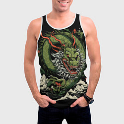 Майка-безрукавка мужская Символ года зеленый дракон, цвет: 3D-белый — фото 2