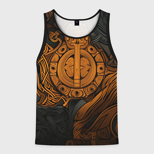 Мужская майка без рукавов Узор в скандинавском фолк-арт стиле / 3D-Черный – фото 1