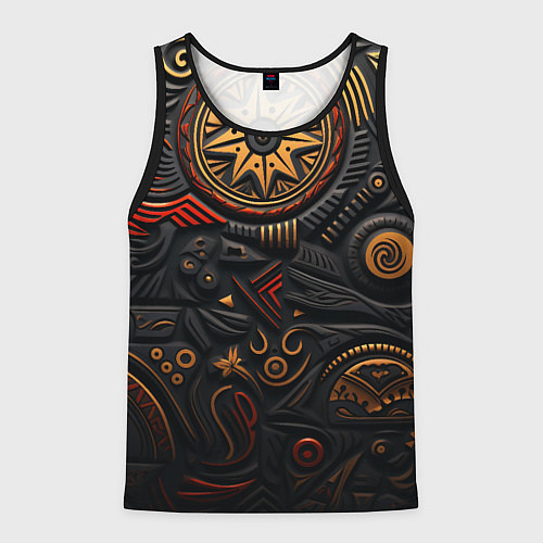 Мужская майка без рукавов Абстрактный узор в славянской стилистике / 3D-Черный – фото 1