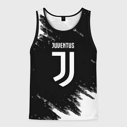 Майка-безрукавка мужская Juventus спорт краски черно белый, цвет: 3D-черный