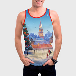 Майка-безрукавка мужская Новогодняя площадь, цвет: 3D-красный — фото 2
