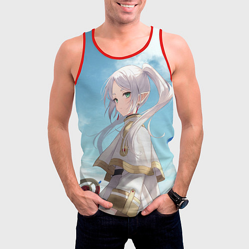 Мужская майка без рукавов Фрирен и небо - эльфийка / 3D-Красный – фото 3